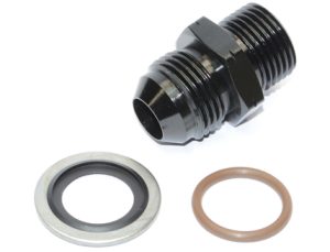 15815 - Adaptor, AN-8 Male to M18 x 1.5mm, Including Stainless Dowty Washer and Viton O Ring, Black