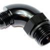 15848 - Adaptor, AN-6 to AN-8 ORB, Male-Male, 90° Full Flow, Including Viton O Ring, Black