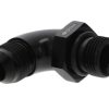 15849 - Adaptor, AN-8 to AN-8 ORB, Male-Male, 90° Full Flow, Including Viton O Ring, Black